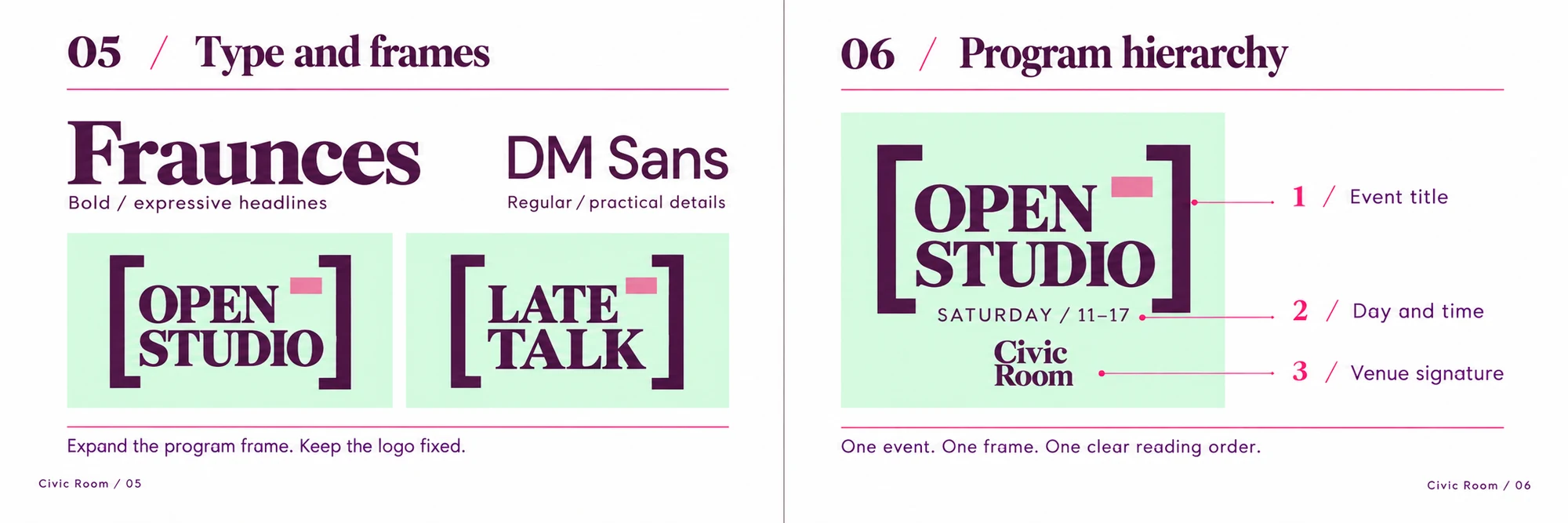 Civic Room: Sistem tipografi program