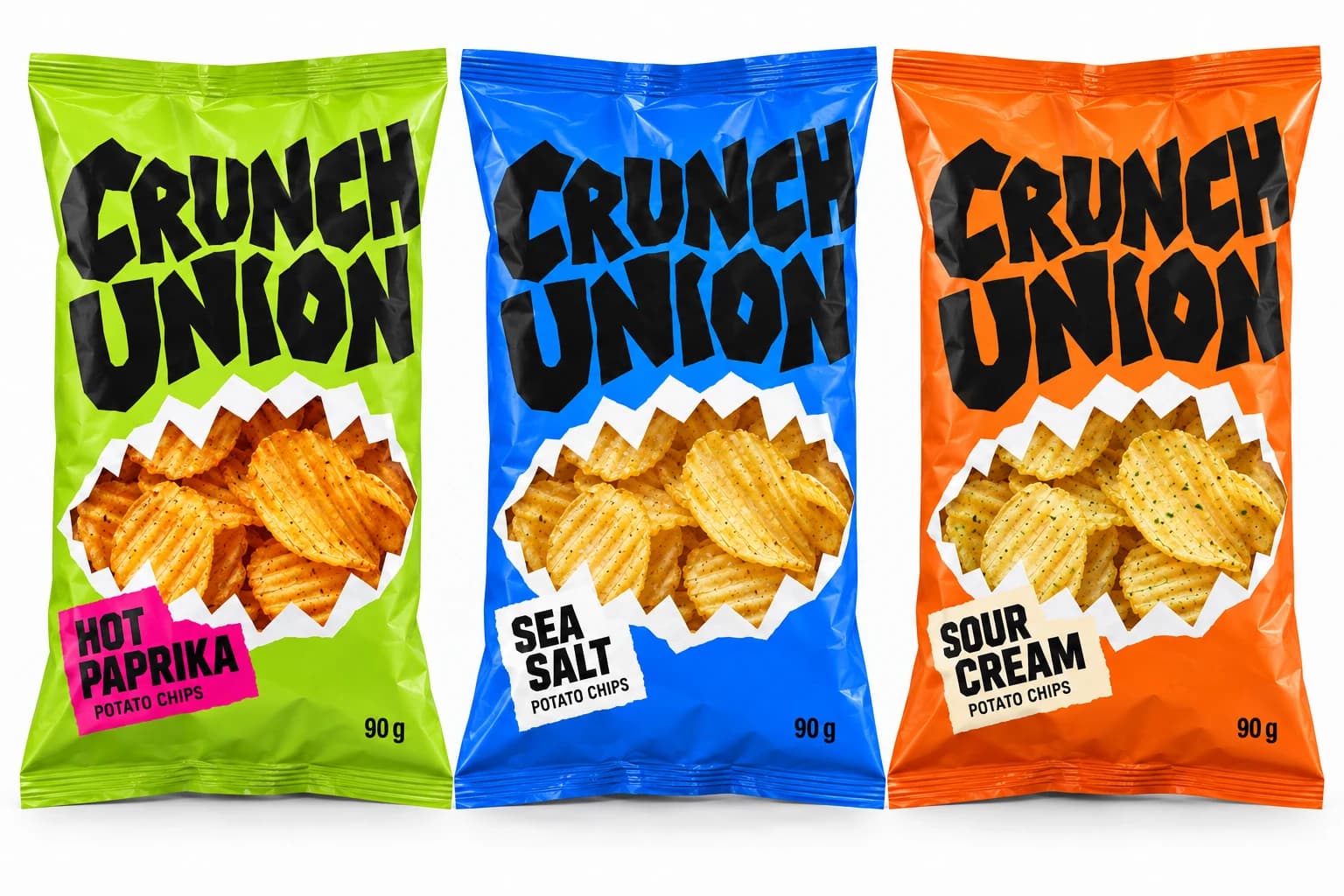 Crunch Union: Keluarga kemasan camilan