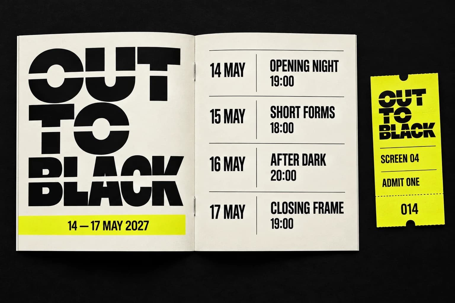 Cut to Black: Program dan tiket