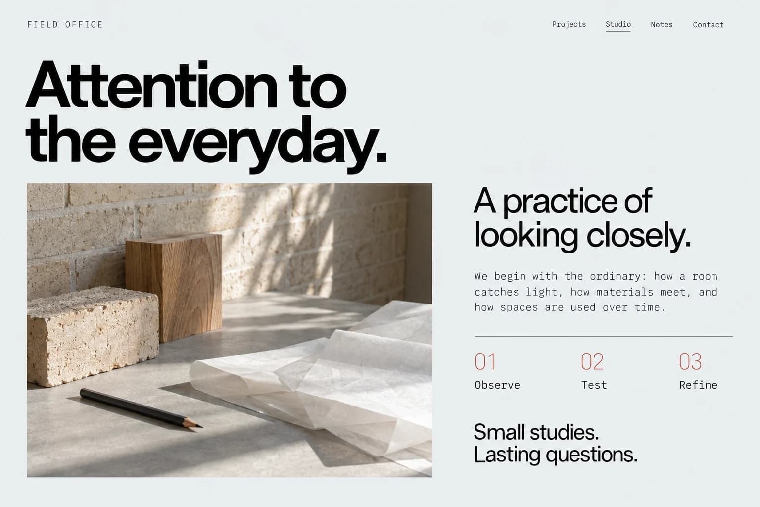 Field Office: Halaman studio desktop