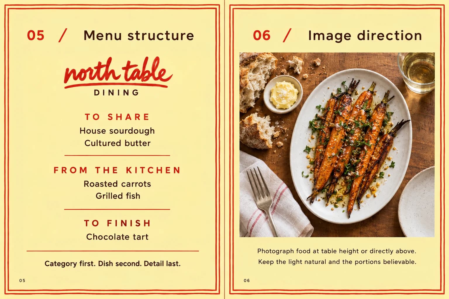 North Table: Arahan menu dan gambar