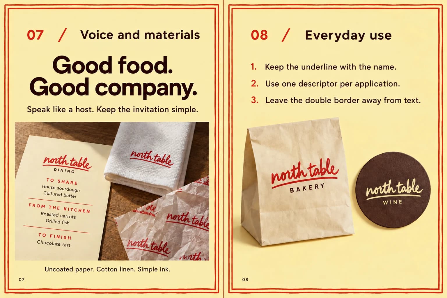 North Table: Bahasa, material, dan penggunaan