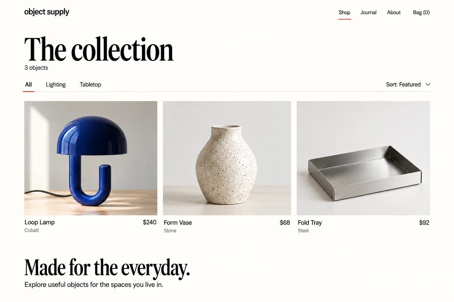 Object Supply: Halaman koleksi desktop