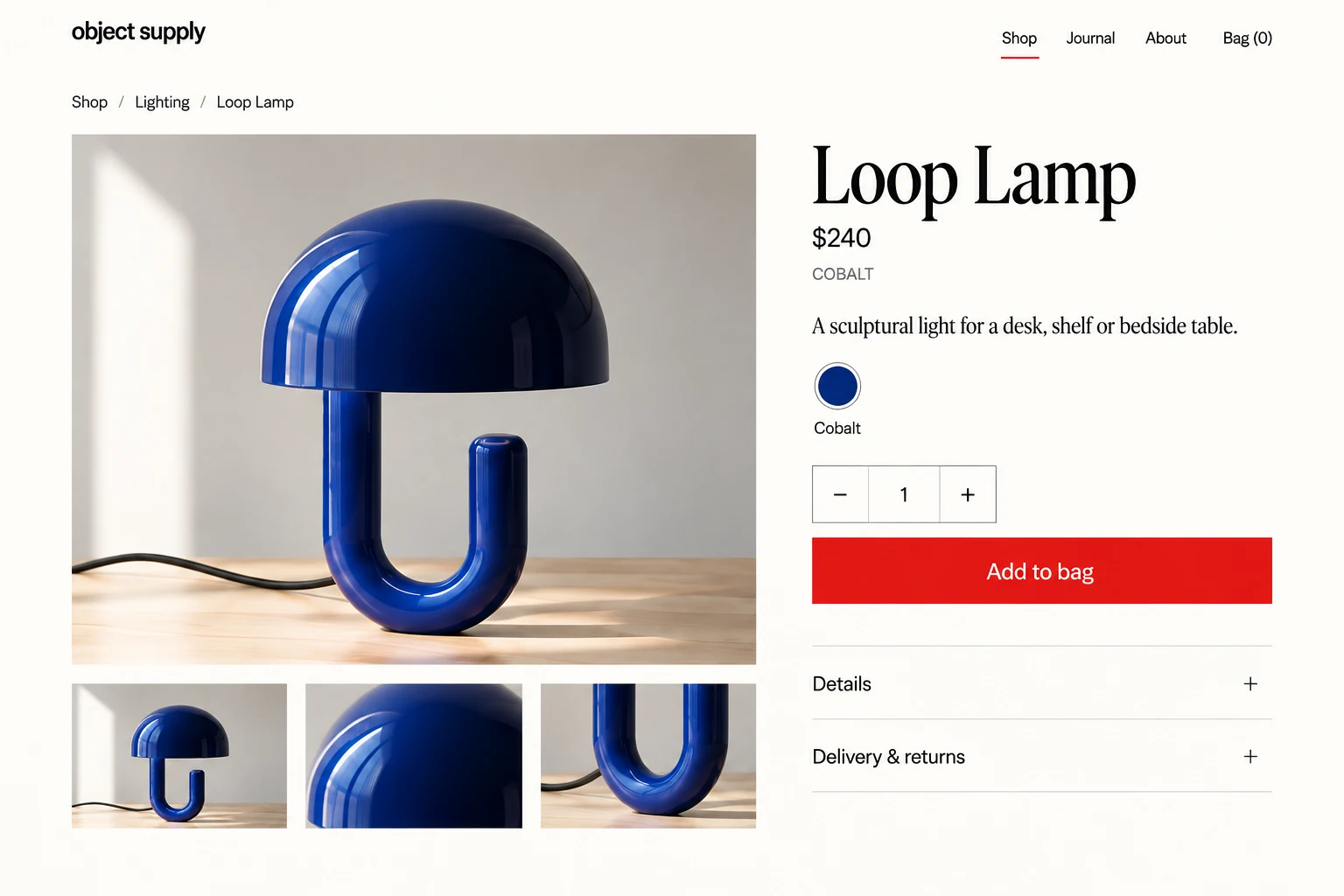 Object Supply: Halaman produk desktop