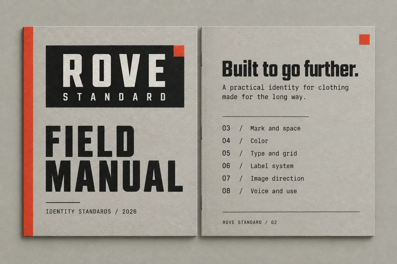 Rove Standard: Sampul dan daftar isi panduan
